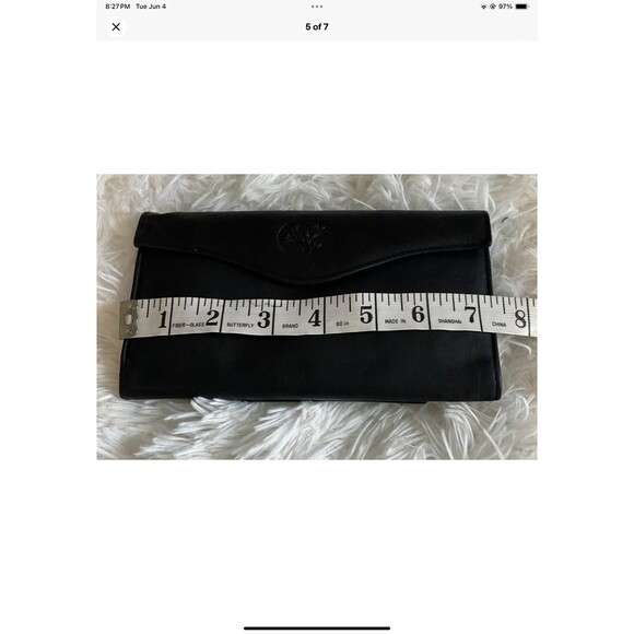 Buxton Women's Black Leather Long Bifold Organizer Wallet with Floral Emboss - Picture 5 of 7